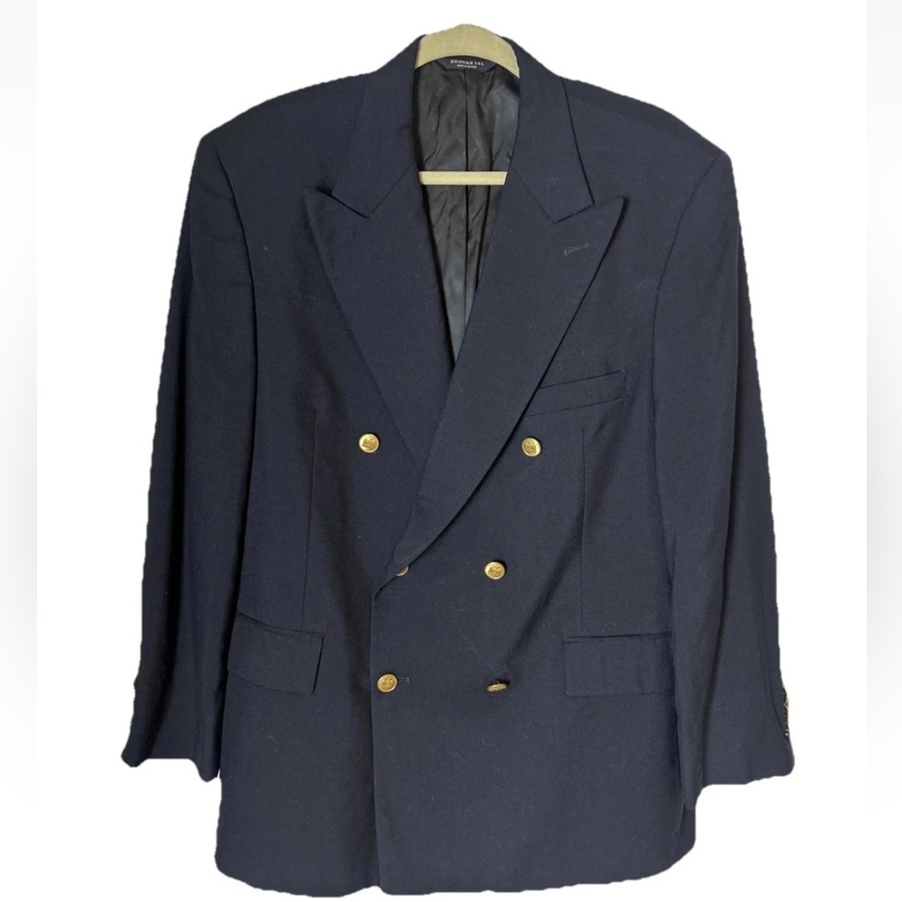 Brooks Brothers Double Breast Blazer Gold Buttons Preppy Classic Nautical 41SH
